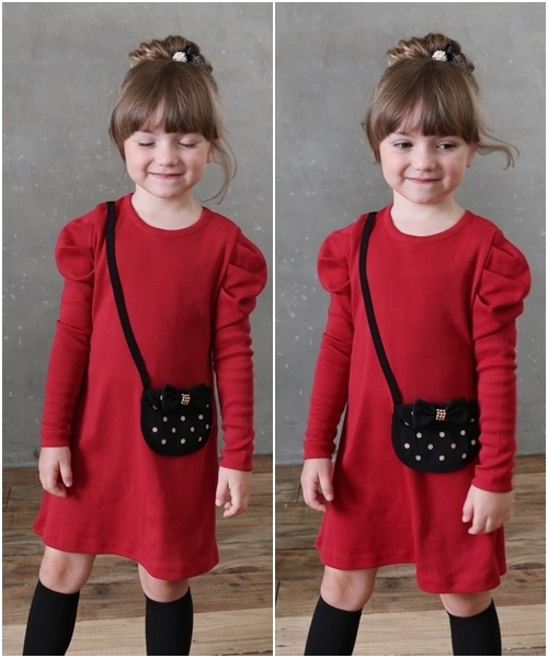 Rora(ローラ)の「シャネリア ワンピース(2color)(ワンピース・キッズ・チャコールグレー/レッド・110cm/100cm/120cm/130cm/140cm/90㎝/150cm)」の16枚目の写真