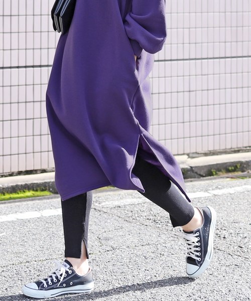 reca（レカ）の「スタッフオススメ◆ビッグシルエット裏起毛スリットワンピース（ワンピース・レディース・グレー/パープル/ボルドー/ブラック/パープル系その他・M/FREE）」の6枚目の写真