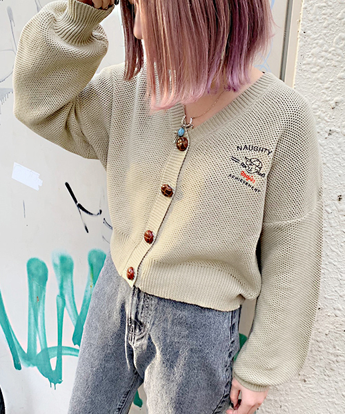 apres jour（アプレジュール）の「てがき風刺繍カーディガン【ZOZOTOWN限定アイテム】（カーディガン/ボレロ・レディース・グリーン系その他/クリーム/ベージュ・フリー）」の6枚目の写真