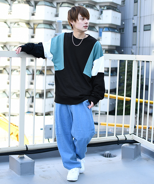 kutir(クティール)の「デニムバルーンワイドパンツ(デニムパンツ・メンズ・ライトブルー/インディゴブルー/サックスブルー・SMALL/LARGE/MEDIUM)」の4枚目の写真