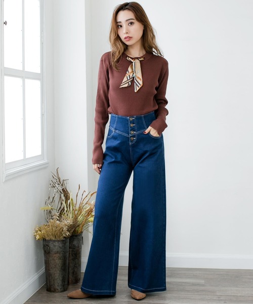 Julia Boutique（ジュリアブティック）の「脚長ハイウエストワイドパンツ/510229（その他パンツ・レディース・ライトブルー/ブラック/ネイビー・LL/S/M/L）」の10枚目の写真