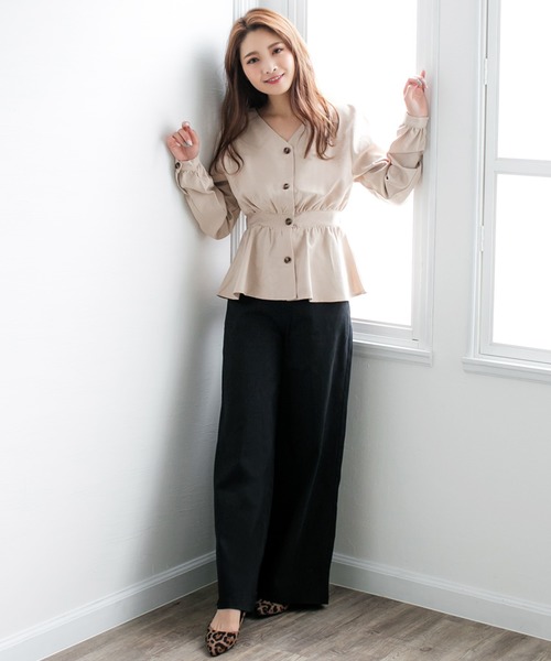 Julia Boutique（ジュリアブティック）の「脚長ハイウエストワイドパンツ/510229（その他パンツ・レディース・ライトブルー/ブラック/ネイビー・LL/S/M/L）」の15枚目の写真