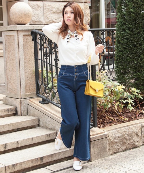 Julia Boutique（ジュリアブティック）の「脚長ハイウエストワイドパンツ/510229（その他パンツ・レディース・ライトブルー/ブラック/ネイビー・LL/S/M/L）」の9枚目の写真