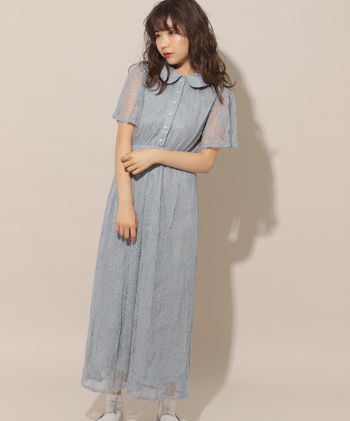 apres jour（アプレジュール）の「襟付きレースワンピース【ZOZOTOWN