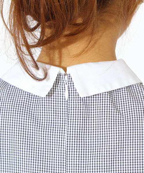 Ray BEAMS（レイビームス）の「○Ray BEAMS / フラットカラー チェックサロペット（サロペット/オーバーオール・レディース・ホワイト/ブルー・0/1）」の7枚目の写真