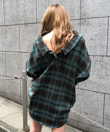 ENVYM | ＢＡＣＫレースＵＰ ＣＨＥＣＫ ＳＨ(シャツ/ブラウス)