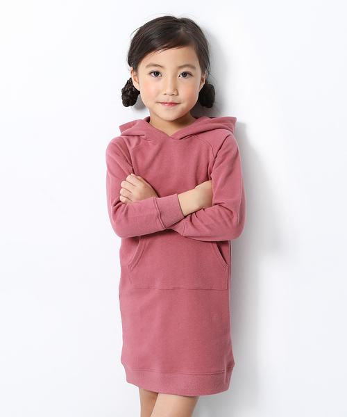 devirock（デビロック）の「スウェット長袖パーカーワンピース（ワンピース・キッズ・ブラック/杢グレー/ネイビー/グリーン系その他/カーキ/ラベンダー/ワイン/パープル系その他/スモークピンク/モカ/ライトブラウン/キャメル・80ｃｍ/90cm/100cm/110cm/120cm/130cm/140cm/150cm/160cm）」の9枚目の写真