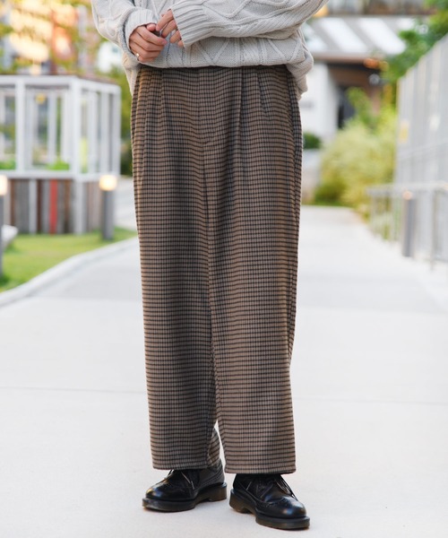 kutir（クティール）の「チェックワイドストレートパンツ（その他パンツ・メンズ・チャコールグレー/ダークブラウン/ベージュ・SMALL/MEDIUM/LARGE）」の3枚目の写真