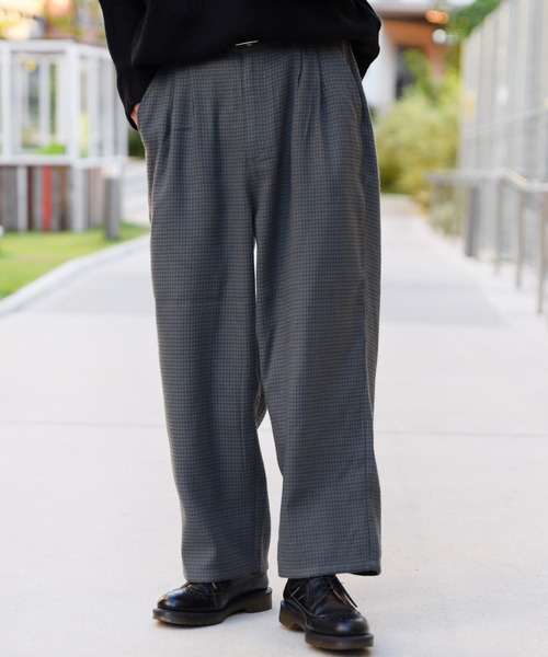 kutir（クティール）の「チェックワイドストレートパンツ（その他パンツ・メンズ・チャコールグレー/ダークブラウン/ベージュ・SMALL/MEDIUM/LARGE）」の2枚目の写真