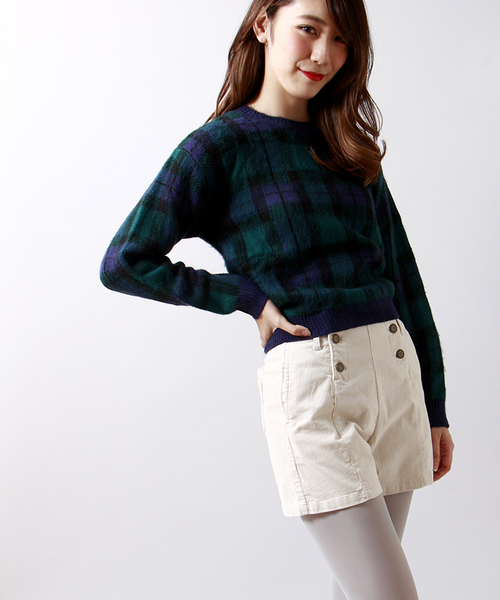 WEGO（ウィゴー）の「WEGO/コーデュロイハイウエストショーツ（その他パンツ・レディース・アイボリー/ダークグリーン/マスタード・FREE）」の2枚目の写真