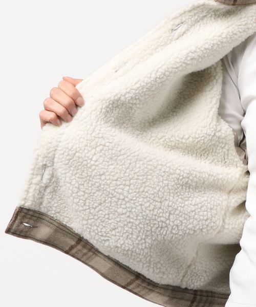 one way（ワンウェイ）の「裏ボアチェックジャケット（その他アウター・レディース・ホワイト/ベージュ/ライトグレー・M）」の5枚目の写真