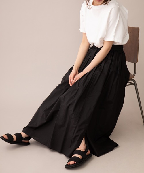 Munich（ミューニック）の「コットンナイロンペーパーローン　ギャザーマキシスカート（スカート・レディース・ブラック/ベージュ/グレイッシュブルー・S/M）」の2枚目の写真