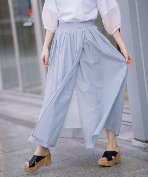 Munich（ミューニック）の「コットンナイロンペーパーローン　ギャザーマキシスカート（スカート・レディース・ブラック/ベージュ/グレイッシュブルー・S/M）」の5枚目の写真