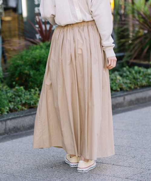 Munich（ミューニック）の「コットンナイロンペーパーローン　ギャザーマキシスカート（スカート・レディース・ブラック/ベージュ/グレイッシュブルー・S/M）」の4枚目の写真