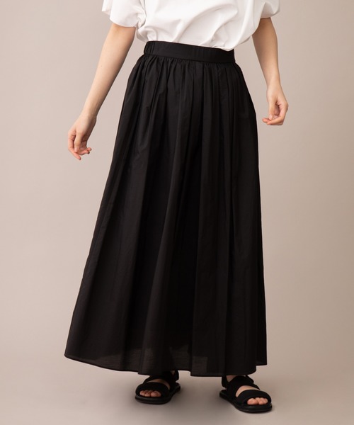 Munich（ミューニック）の「コットンナイロンペーパーローン　ギャザーマキシスカート（スカート・レディース・ブラック/ベージュ/グレイッシュブルー・S/M）」の20枚目の写真