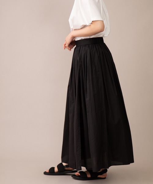 Munich（ミューニック）の「コットンナイロンペーパーローン　ギャザーマキシスカート（スカート・レディース・ブラック/ベージュ/グレイッシュブルー・S/M）」の21枚目の写真