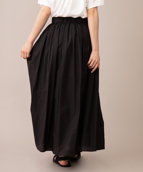 Munich（ミューニック）の「コットンナイロンペーパーローン　ギャザーマキシスカート（スカート・レディース・ブラック/ベージュ/グレイッシュブルー・S/M）」の22枚目の写真