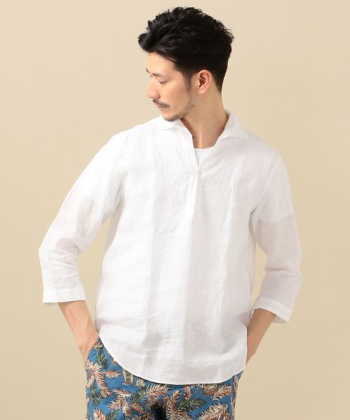 SHIPS（シップス）の「SC: BAIRD MCNUTT リネン リラックス 7スリーブ カプリ シャツ 20SS（シャツ/ブラウス・メンズ・ホワイト/ライトブルー/ネイビー/アッシュブラウン/ダークブルー/ブラウン・MEDIUM/X-LARGE/SMALL/LARGE）」の7枚目の写真