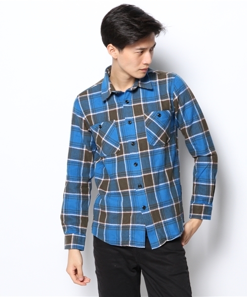 WEGO（ウィゴー）の「WEGO/ヘビーネルシャツ（シャツ/ブラウス・メンズ・ブラック/ブルー/イエロー/レッド・MEDIUM/LARGE）」の9枚目の写真