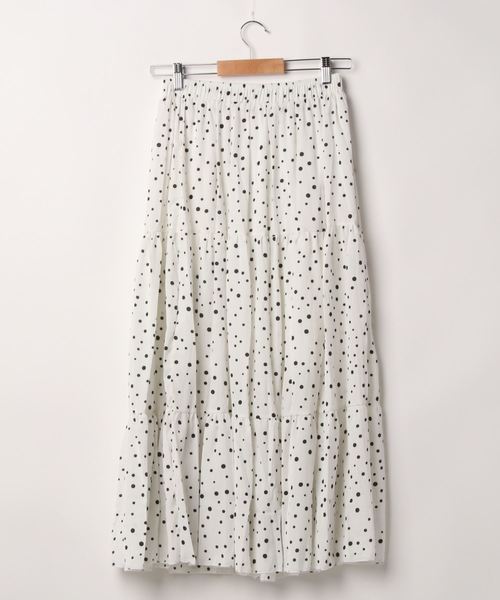 KOBE LETTUCE（コウベレタス）の「ランダムドットフレアロングスカート（スカート・レディース・オフホワイト/ブラック/ライトベージュ・FREE）」の4枚目の写真