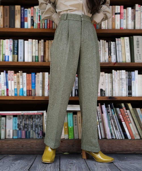 select MOCA（セレクトモカ）の「2020 A/W ハーリキンチェックパンツ(ウール混ストレートセンタープレスパンツ)（その他パンツ・レディース・ブラウン/カーキオリーブ・SMALL/MEDIUM）」の2枚目の写真