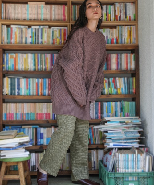 select MOCA（セレクトモカ）の「2020 A/W ハーリキンチェックパンツ(ウール混ストレートセンタープレスパンツ)（その他パンツ・レディース・ブラウン/カーキオリーブ・SMALL/MEDIUM）」の14枚目の写真