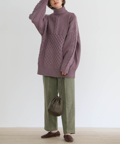 select MOCA（セレクトモカ）の「2020 A/W ハーリキンチェックパンツ(ウール混ストレートセンタープレスパンツ)（その他パンツ・レディース・ブラウン/カーキオリーブ・SMALL/MEDIUM）」の20枚目の写真