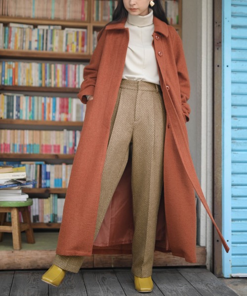 select MOCA（セレクトモカ）の「2020 A/W ハーリキンチェックパンツ(ウール混ストレートセンタープレスパンツ)（その他パンツ・レディース・ブラウン/カーキオリーブ・SMALL/MEDIUM）」の5枚目の写真