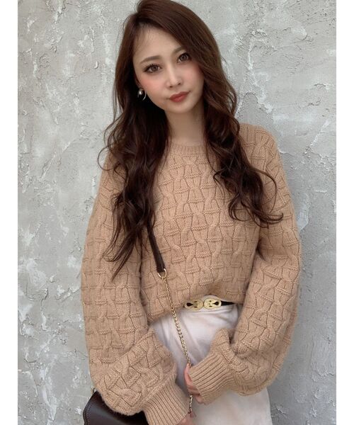 RESEXXY（リゼクシー）の「イレギュラーパターンニットトップス（ニット/セーター・レディース・ブラック/ベージュ/オフホワイト・FREE）」の10枚目の写真