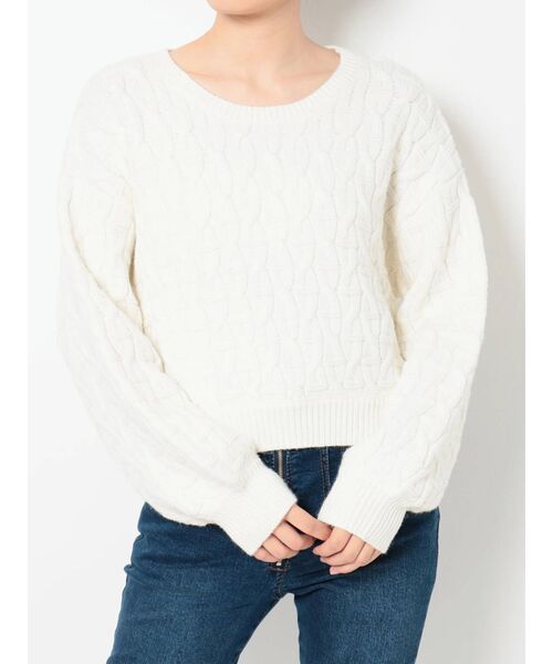 RESEXXY（リゼクシー）の「イレギュラーパターンニットトップス（ニット/セーター・レディース・ブラック/ベージュ/オフホワイト・FREE）」の12枚目の写真