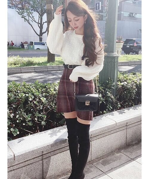 RESEXXY（リゼクシー）の「イレギュラーパターンニットトップス（ニット/セーター・レディース・ブラック/ベージュ/オフホワイト・FREE）」の16枚目の写真