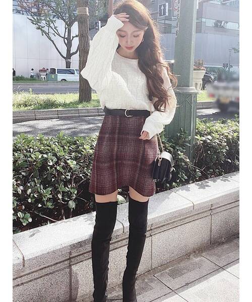 RESEXXY（リゼクシー）の「イレギュラーパターンニットトップス（ニット/セーター・レディース・ブラック/ベージュ/オフホワイト・FREE）」の19枚目の写真