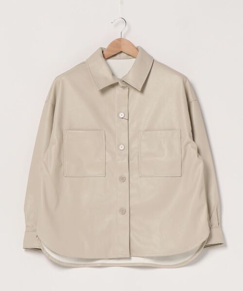 KOBE LETTUCE（コウベレタス）の「フェイクレザーオーバーサイズシャツジャケット（シャツ/ブラウス・レディース・グレー系その他/アイボリー/ブラウン・FREE）」の8枚目の写真