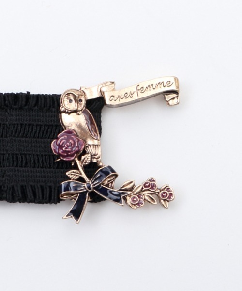 axes femme(アクシーズファム)の「ロージームードゴムベルト(ベルト・レディース・ピンク/アンティークゴールド・MEDIUM)」の6枚目の写真