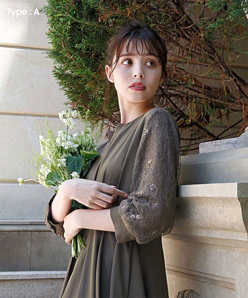 girl(ガール)の「レーススリーブXラインキーネックロングフレアドレス 結婚式 ワンピース パーティードレス オケージョン お呼ばれ 二次会 成人式 同窓会 謝恩会 マタニティ 妊婦(ドレス・レディース・ベージュ/ライトグリーン/ブルー/ネイビー/パープル系その他/カーキ/ブルーグレー/ラベンダー/グレイッシュベージュ/ネイビー系/カーキ系/ブラック系・S/M/L/2L/3L/4L)」の18枚目の写真