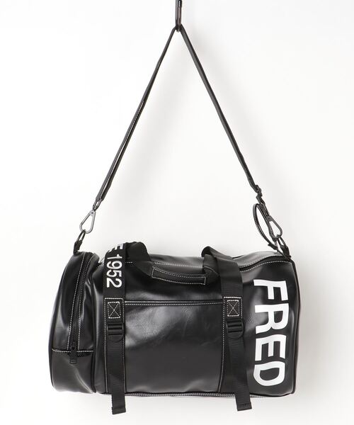 FRED PERRY 黒 ドラムバッグ Tonal Classic Barrel Bag(1SZ 774：BLACK