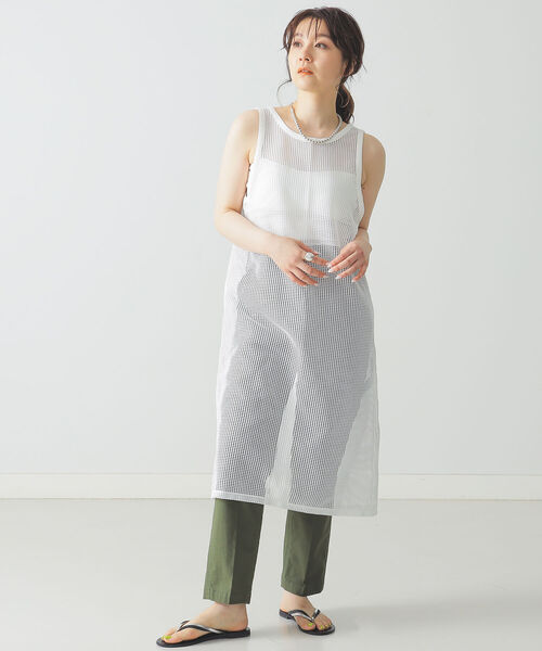 BEAMS LIGHTS（ビームスライツ）の「BEAMS LIGHTS / メッシュ バック リボン チュニック（シャツ/ブラウス・レディース・ホワイト/ブラック・ONE SIZE）」の3枚目の写真