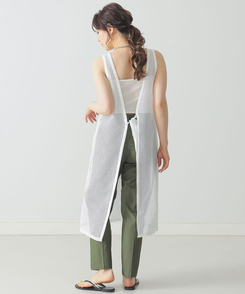 BEAMS LIGHTS（ビームスライツ）の「BEAMS LIGHTS / メッシュ バック リボン チュニック（シャツ/ブラウス・レディース・ホワイト/ブラック・ONE SIZE）」の4枚目の写真