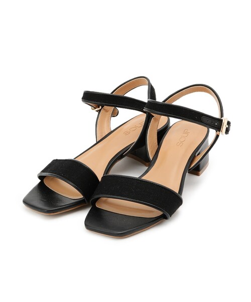 SOUP（スープ）の「◆リネンコンビサンダル（サンダル・レディース・ブラック/キャメル/ブラック系・40/35/30）」の2枚目の写真