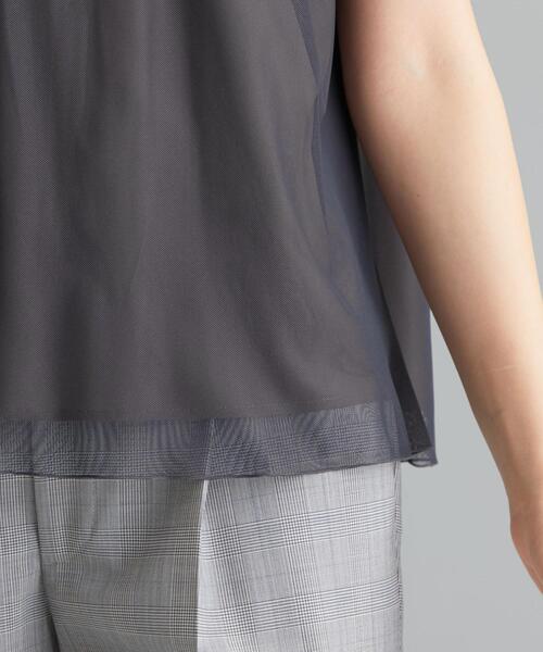 green label relaxing(グリーンレーベルリラクシング)の「CS チュール タック スタンド ネック ブラウス(シャツ/ブラウス・レディース・ダークグレー/モカ・FREE)」の15枚目の写真