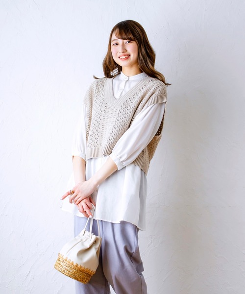 studio CLIP（スタディオクリップ）の「【追加予約受付中】《みんつく企画》お客様と作ったシワになりにくいイージーケアシャツ（シャツ/ブラウス・レディース・ベージュ/オフホワイト/ミント/ストライプ/チェック/その他3/その他5/その他4・MEDIUM/LARGE/X-LARGE/XXX-LARGE/XX-LARGE）」の2枚目の写真