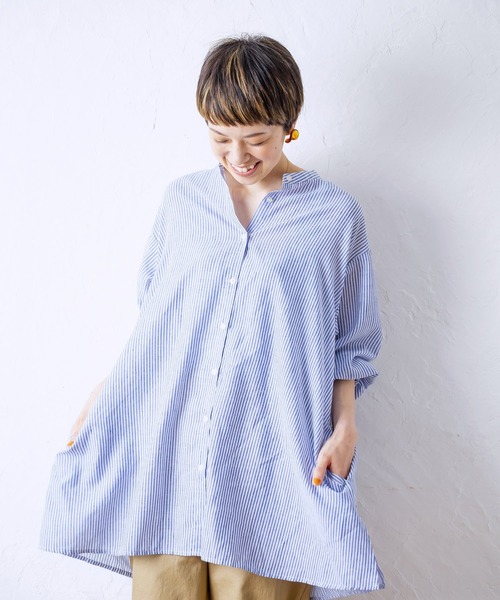 studio CLIP（スタディオクリップ）の「【追加予約受付中】《みんつく企画》お客様と作ったシワになりにくいイージーケアシャツ（シャツ/ブラウス・レディース・ベージュ/オフホワイト/ミント/ストライプ/チェック/その他3/その他5/その他4・MEDIUM/LARGE/X-LARGE/XXX-LARGE/XX-LARGE）」の7枚目の写真