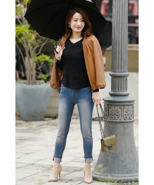 ElegChic（エレグシック）の「ハイウエストスキニーデニム（デニムパンツ・レディース・ネイビー/ブルー・L/4L/XL/XXL/M）」の6枚目の写真