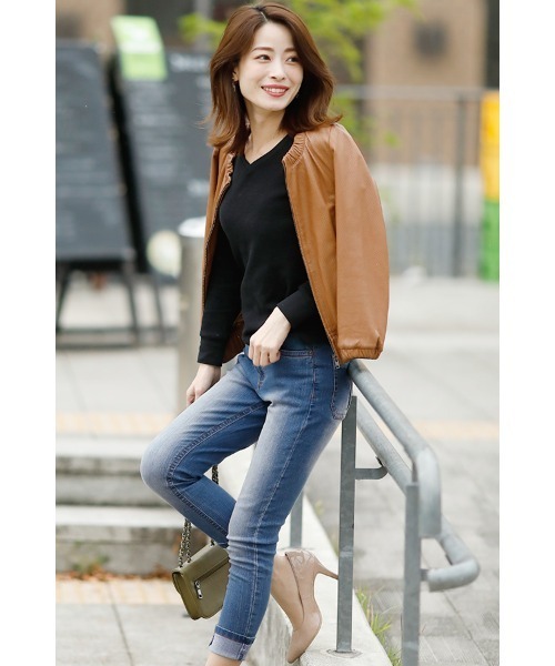 ElegChic（エレグシック）の「ハイウエストスキニーデニム（デニムパンツ・レディース・ネイビー/ブルー・L/4L/XL/XXL/M）」の7枚目の写真