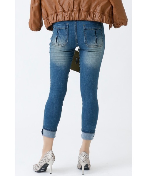 ElegChic（エレグシック）の「ハイウエストスキニーデニム（デニムパンツ・レディース・ネイビー/ブルー・L/4L/XL/XXL/M）」の21枚目の写真