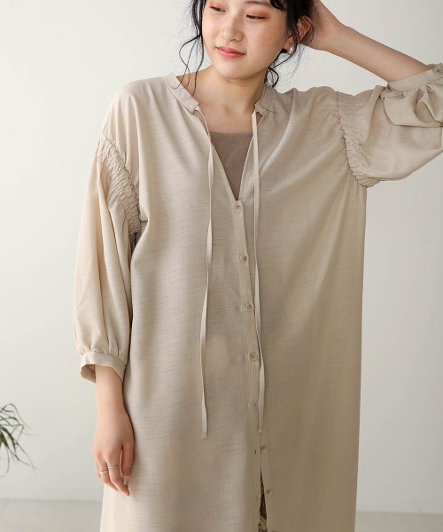 Bab（バブ）の「【WEB限定】前後2way袖ギャザーワンピース（ワンピース・レディース・ブラック/ベージュ/モカ・38）」の17枚目の写真