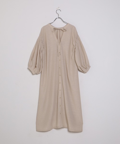 Bab（バブ）の「【WEB限定】前後2way袖ギャザーワンピース（ワンピース・レディース・ブラック/ベージュ/モカ・38）」の16枚目の写真