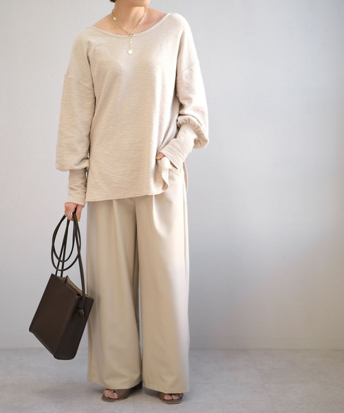 ＡＮＤＪ（アンドジェイ）の「背中開きTシャツチュニック（Tシャツ/カットソー・レディース・ブラック/カーキ/グレイッシュベージュ・M）」の8枚目の写真