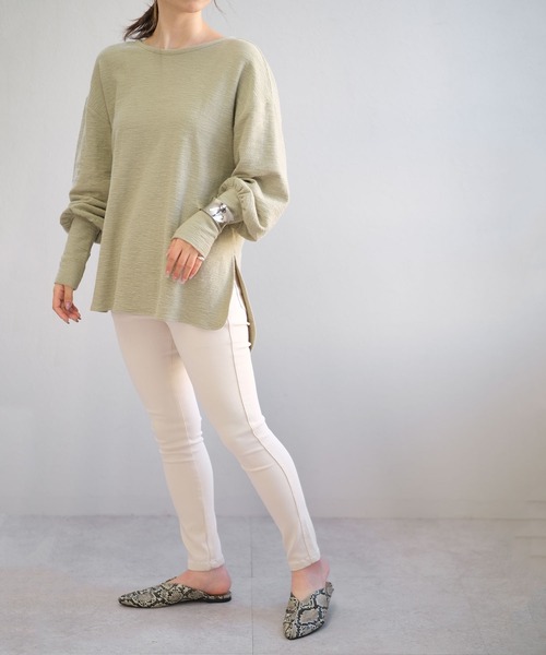 ＡＮＤＪ（アンドジェイ）の「背中開きTシャツチュニック（Tシャツ/カットソー・レディース・ブラック/カーキ/グレイッシュベージュ・M）」の11枚目の写真