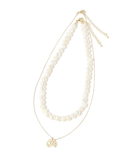 GLOBAL WORK（グローバルワーク）の「淡水パール2連ネックレス/947879（ネックレス・レディース・ゴールド/ライトグレー・FREE）」の8枚目の写真